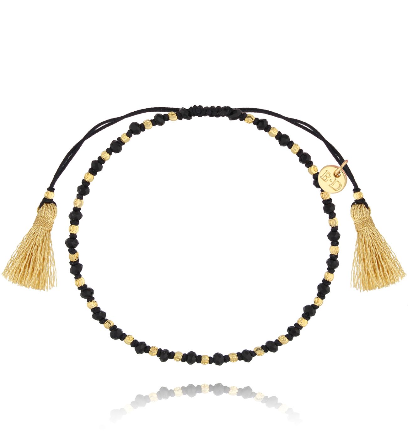 Bransoletka złoto czarna ze sznurkiem Eletta BSC1915