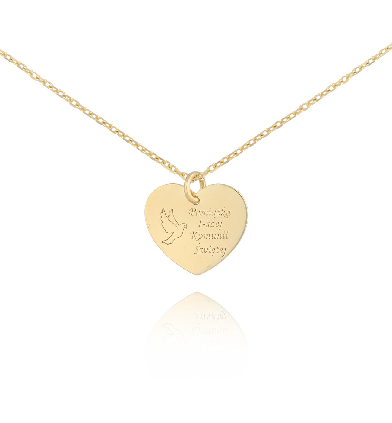 Naszyjnik złoty z sercem Holy Communion - By Dziubeka