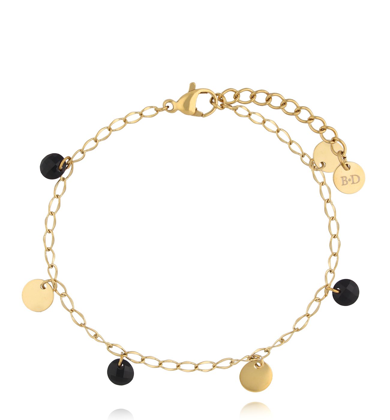 Bransoletka złota z czarnymi kryształkami BSY0127