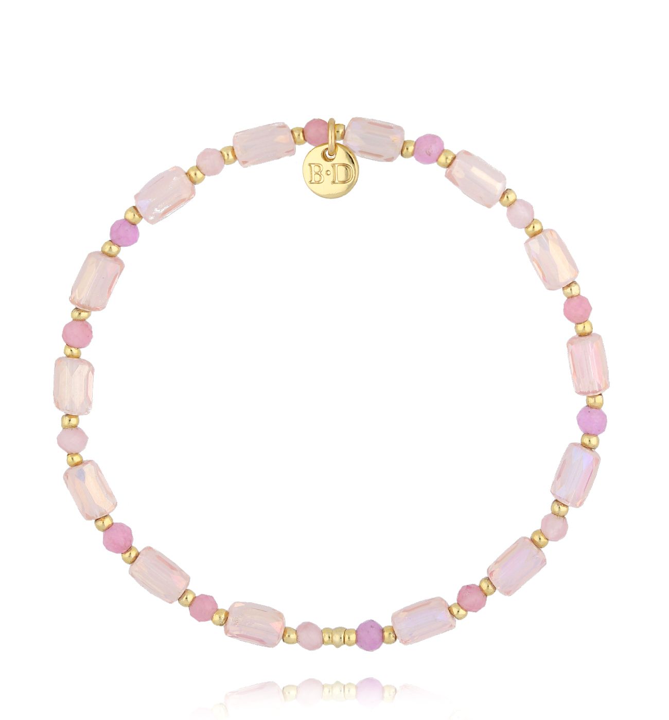 Bransoletka z różowymi kryształkami - By Dziubeka