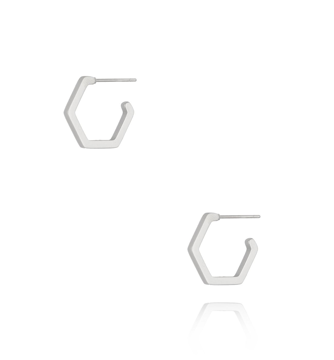 Kolczyki sześciokąty srebrne małe Hexagon - By Dziubeka