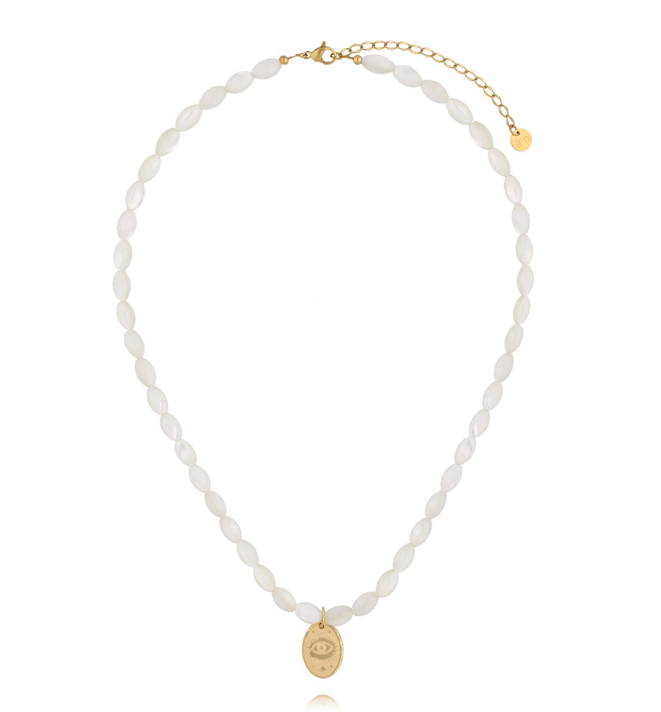 Naszyjnik biały z zawieszką z okiem NPA1403