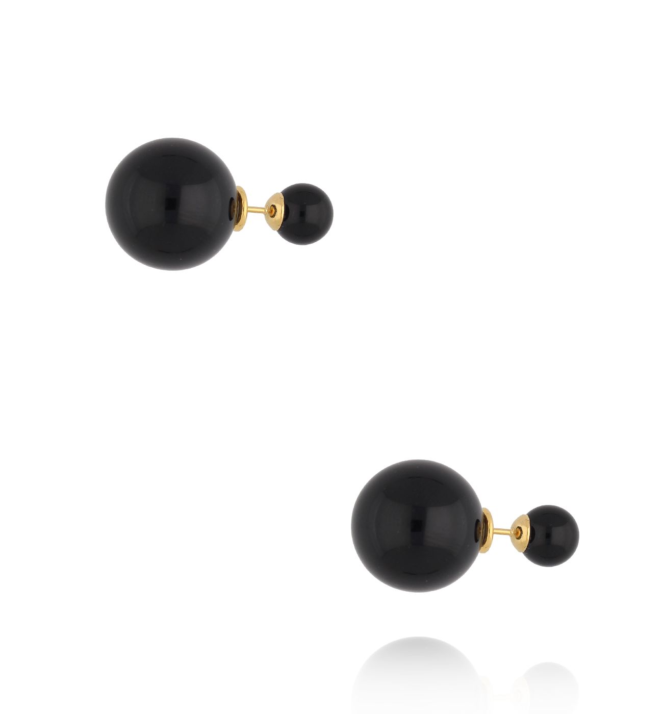 Kolczyki kulki z czarnymi agatami Orianne KSY0228 - By Dziubeka