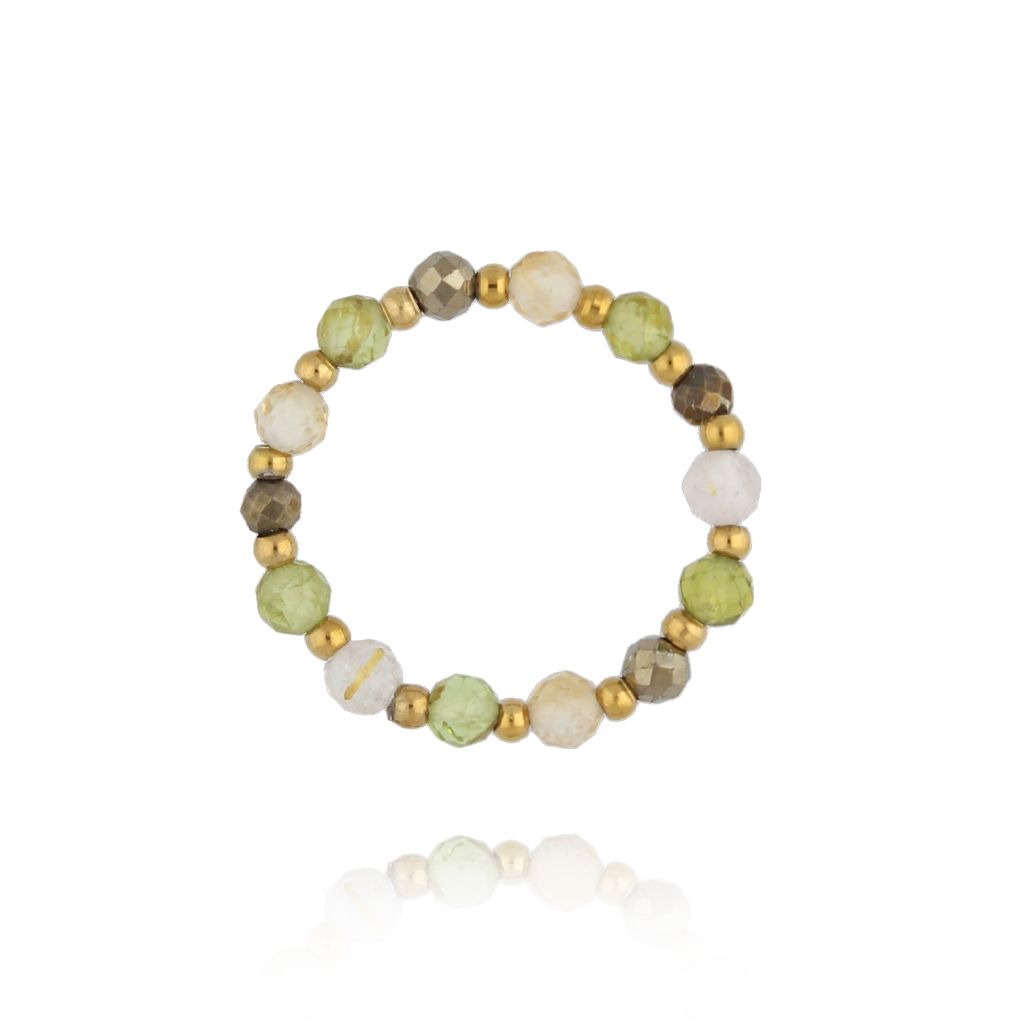 Pierścionek elastyczny z cytrynami i pirytami - By Dziubeka