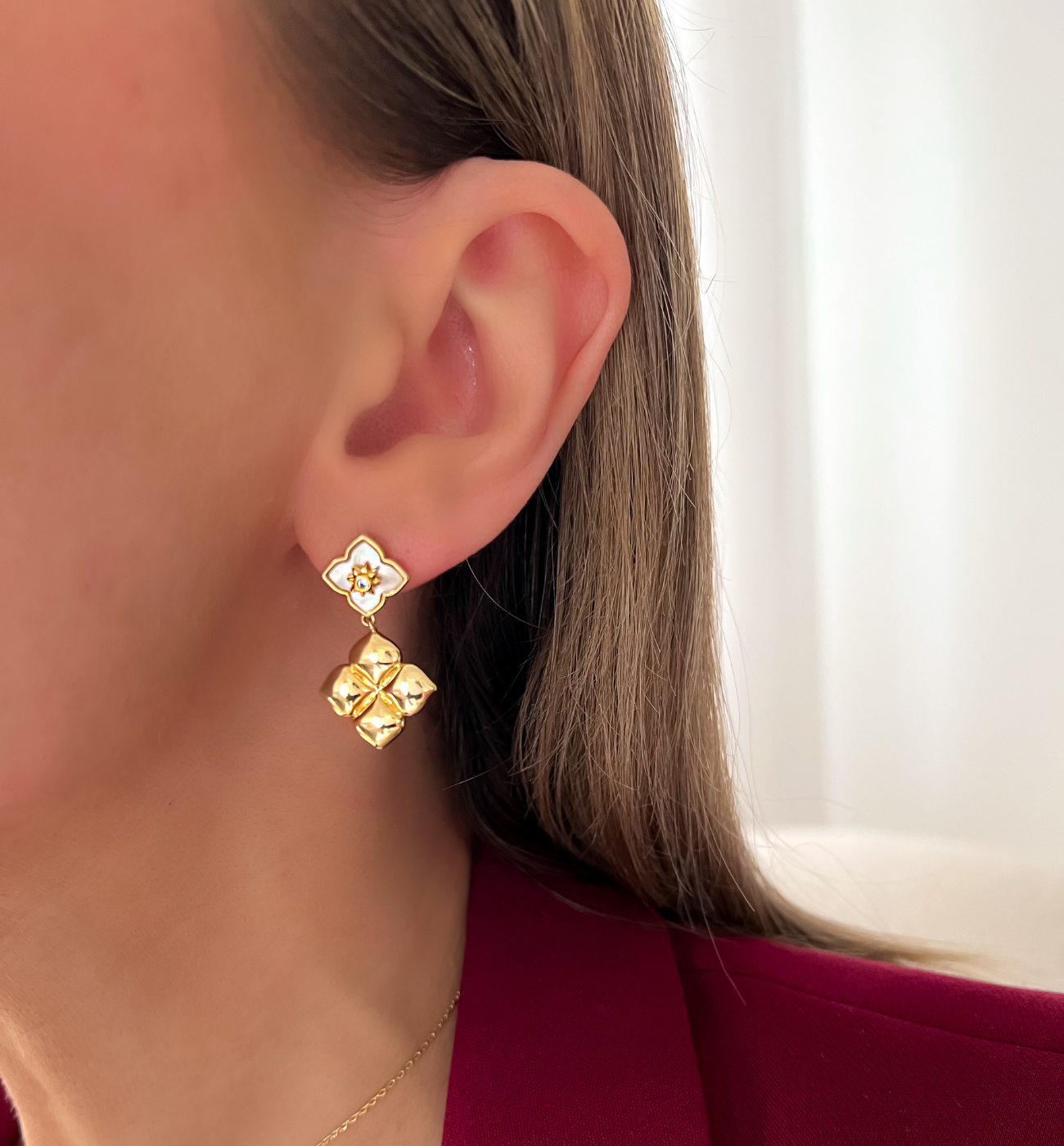 Kolczyki z koniczynkami złote KLU0002 - By Dziubeka