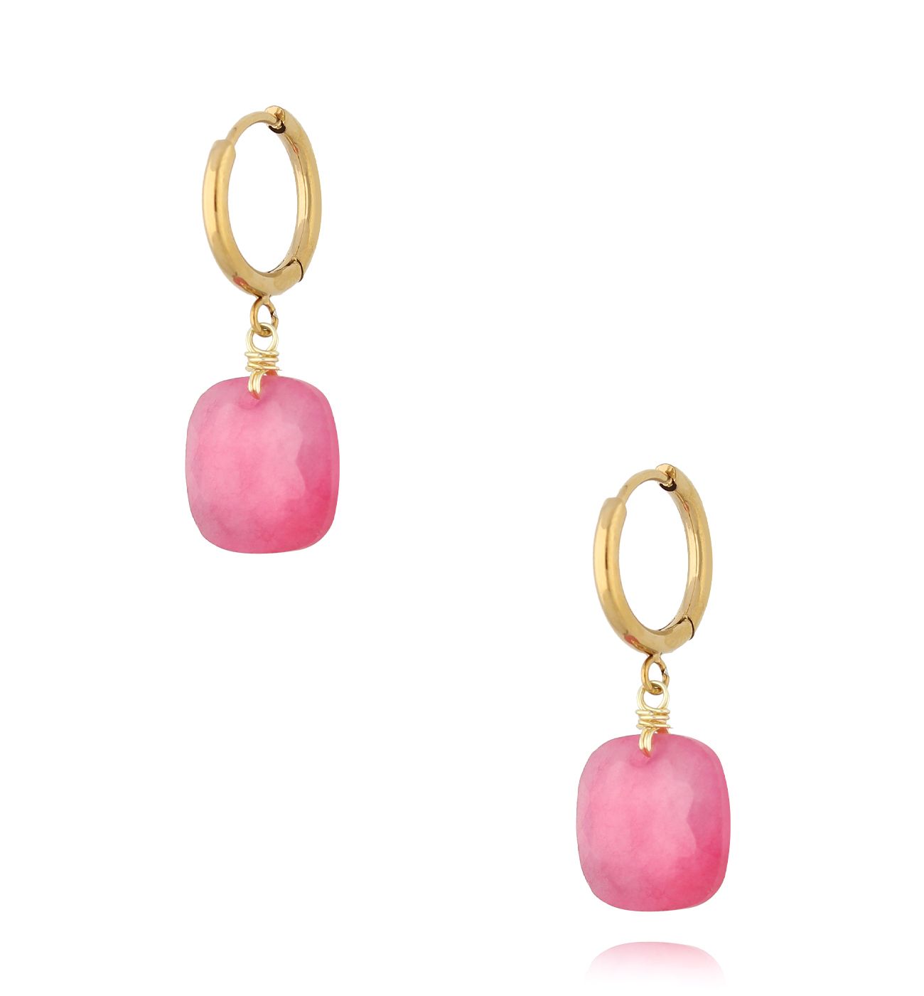 Kolczyki z jadeitami fuksjowymi Island Elegance - By Dziubeka