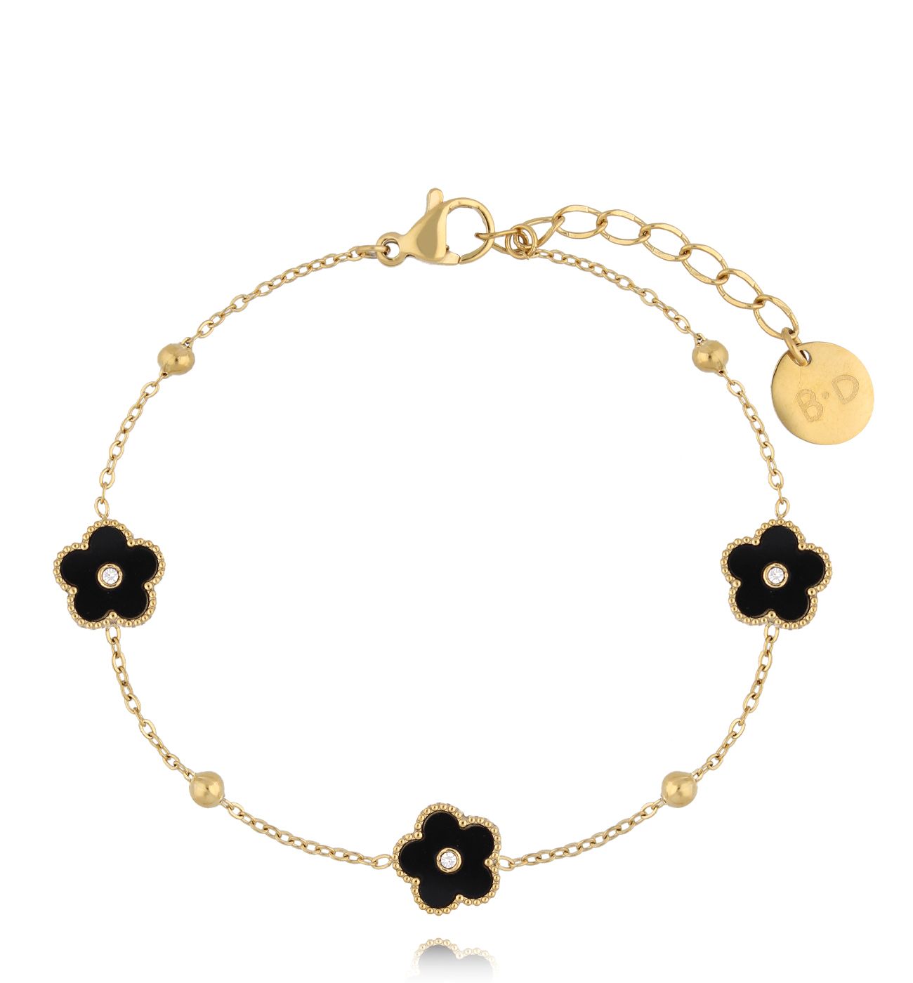 Bransoletka z kwiatuszkami złota BSY0177 - By Dziubeka