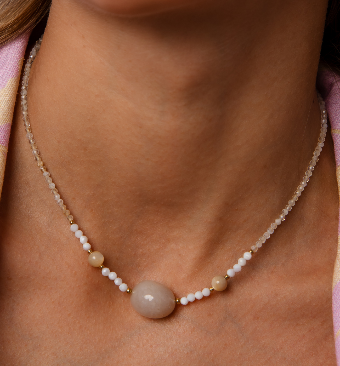 Naszyjnik z cytrynami i jadeitami - By Dziubeka