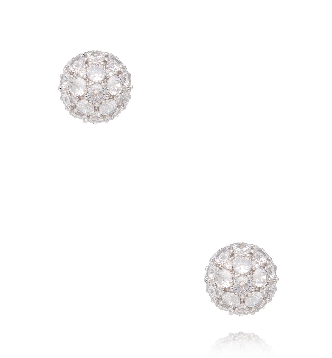 Koczyki kulki srebrne z cyrkoniami - By Dziubeka