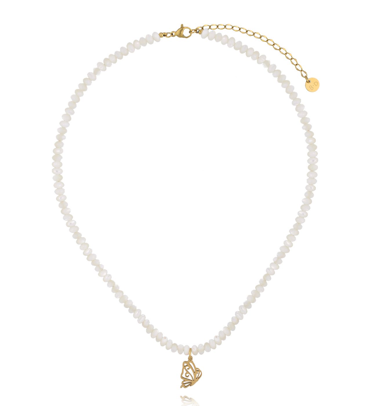 Naszyjnik z białą muszlą i motylkiem NPA1453