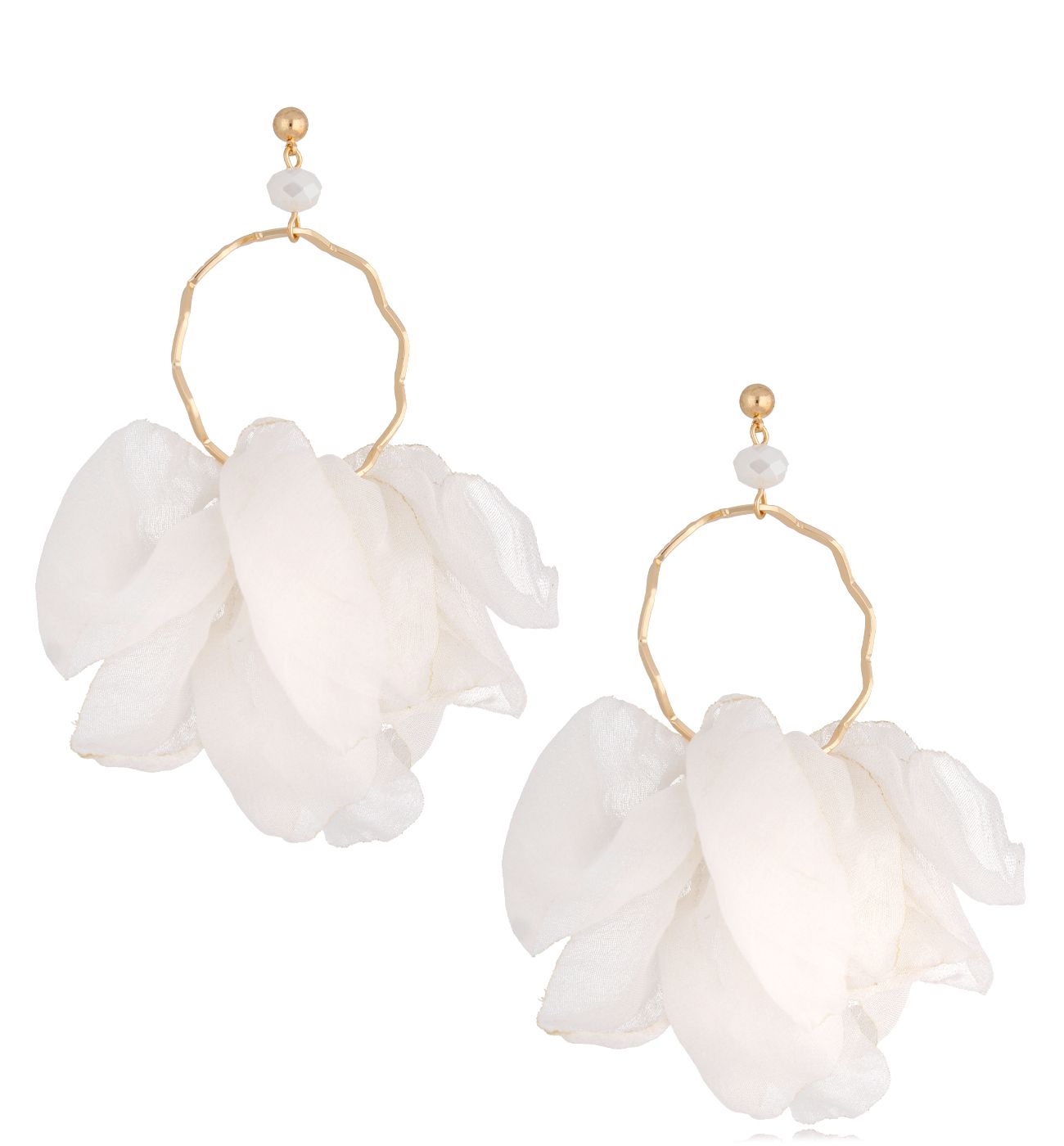 Kolczyki białe z szyfonu Carino - By Dziubeka