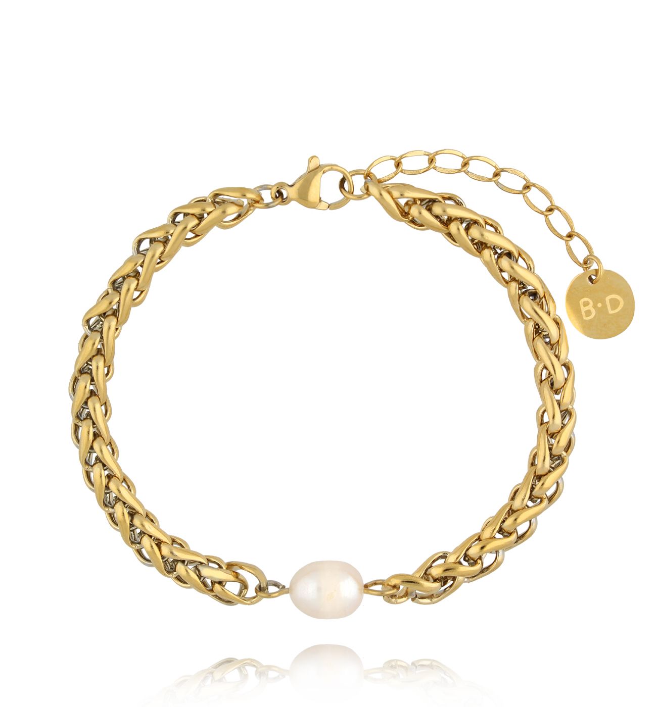 Bransoletka złota z perłą BSY0155 - By Dziubeka