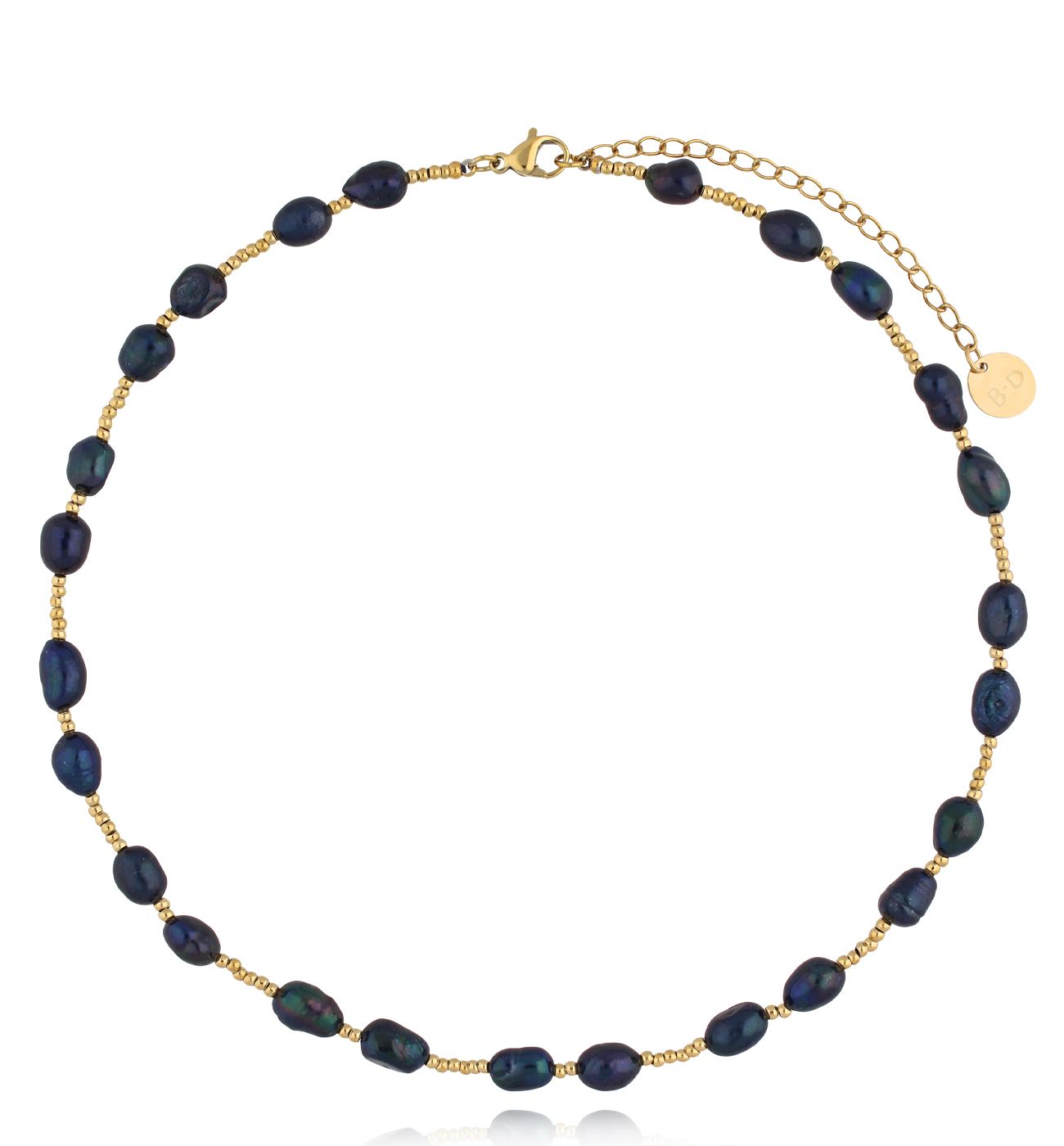 Naszyjnik z granatowymi perłami NPE0238