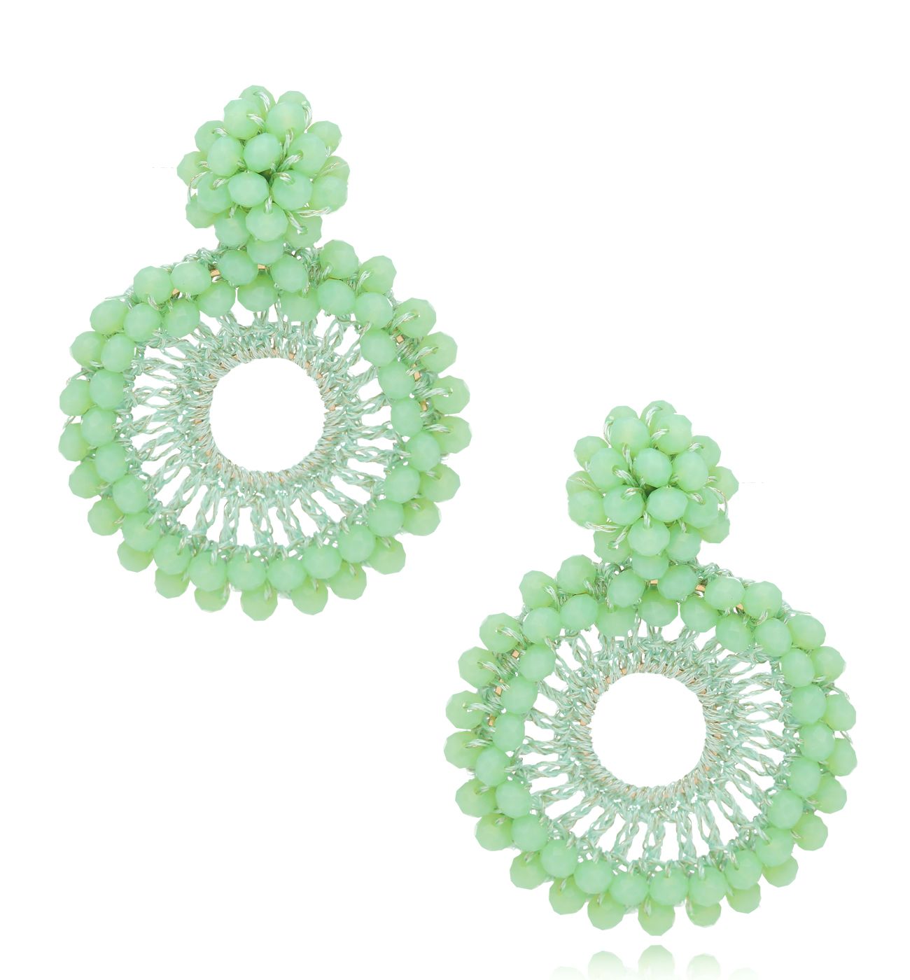 Kolczyki z kryształkami zielone Luminous KWE0017 - By Dziubeka