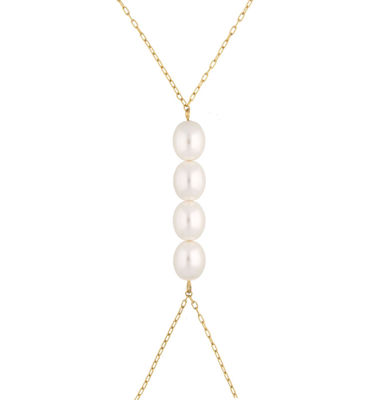 Naszyjnik na ciało złoty z perłami NSA0744