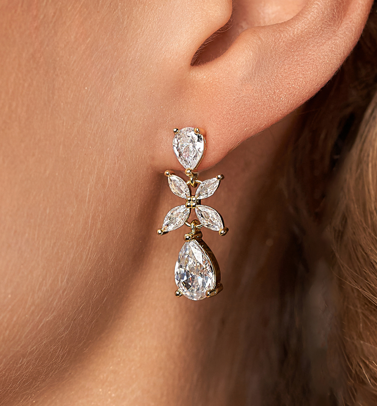 Kolczyki złote transparentne Ivanete - By Dziubeka