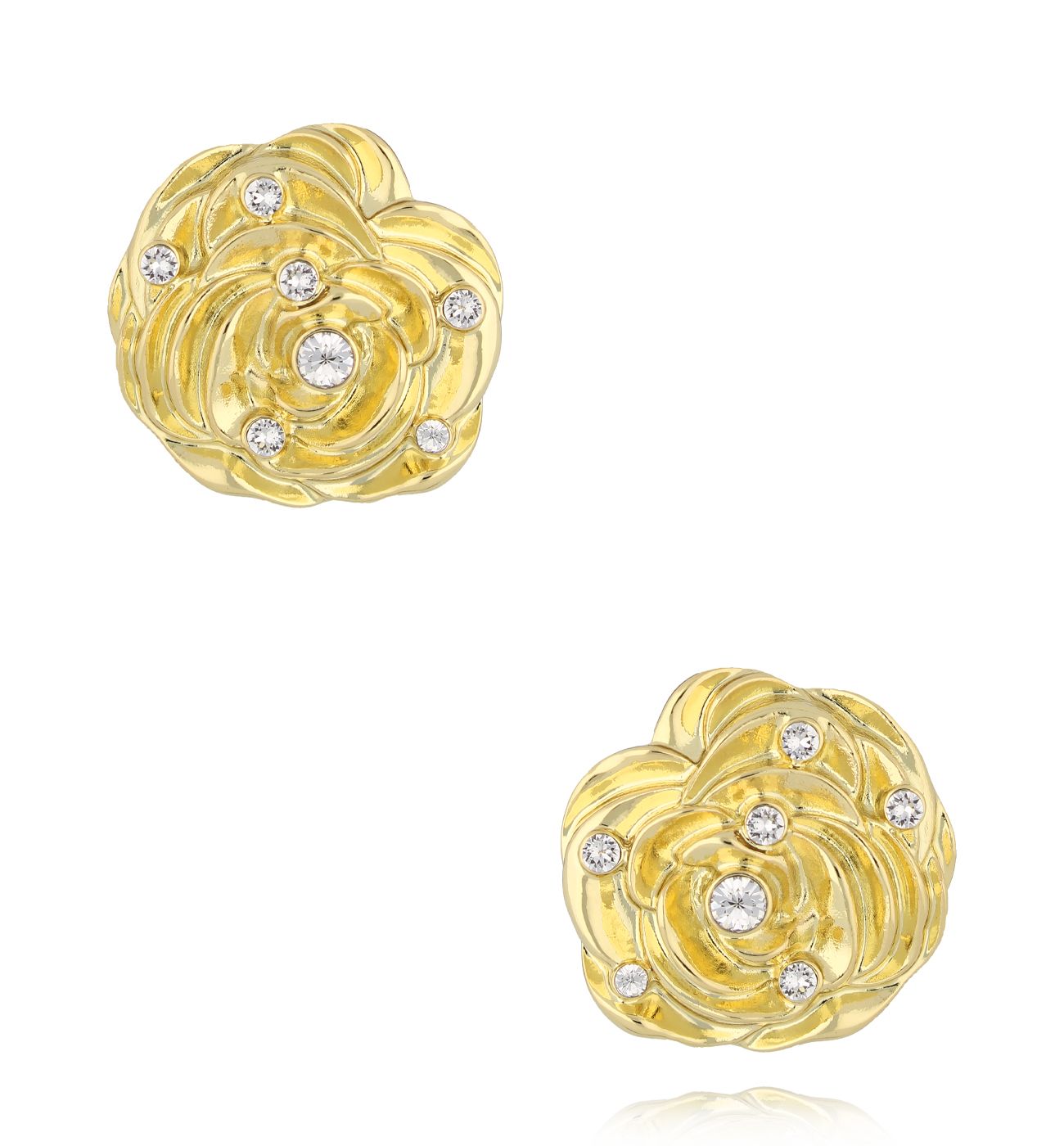 Koczyki w kształcie róży złote - By Dziubeka