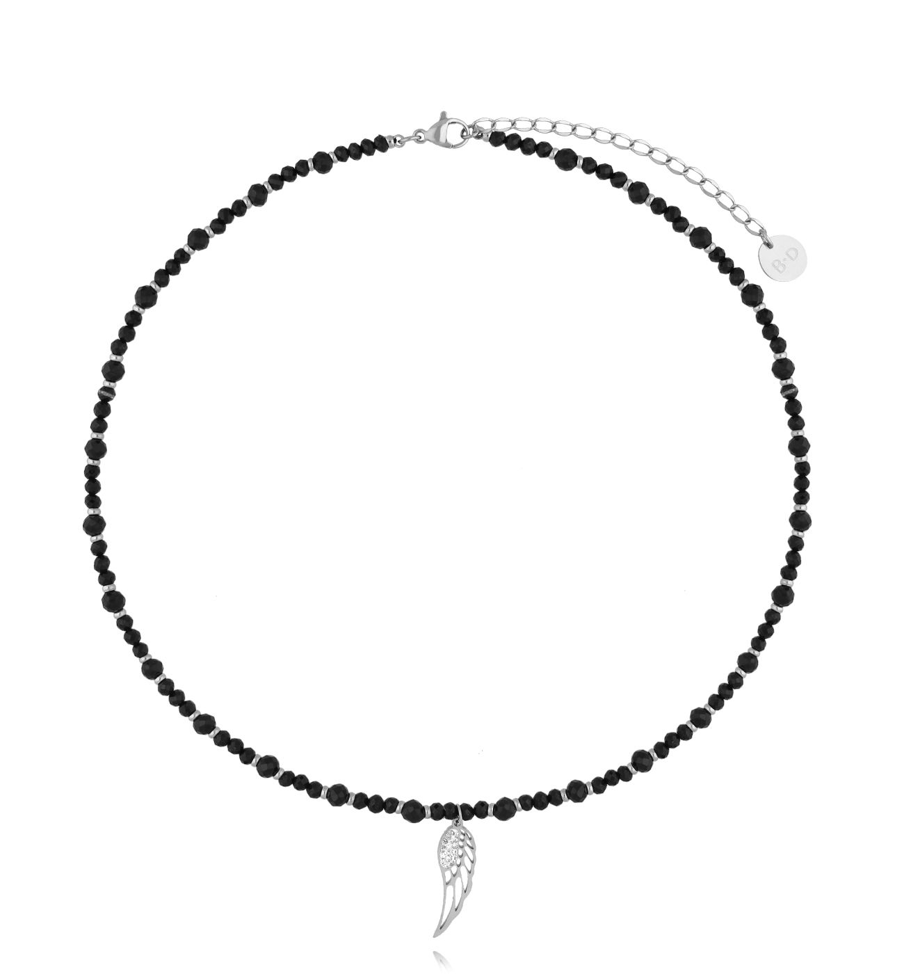 Naszyjnik z turmalinami i skrzydełkiem srebrny NTW1383