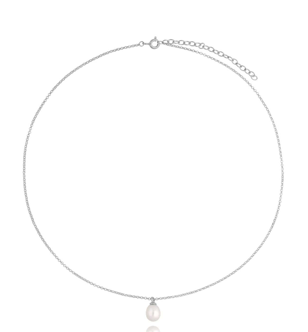 Naszyjnik srebrny z jasną perłą Lake NSE0136