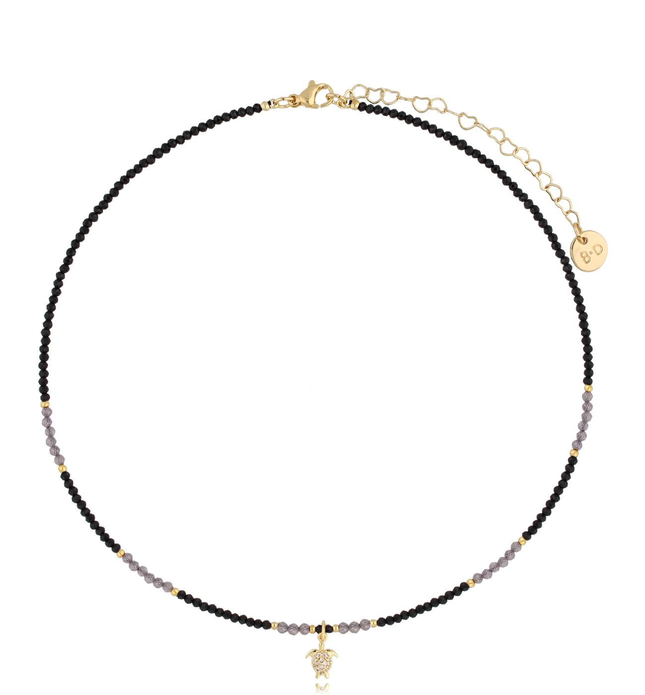 Naszyjnik z turmalinami i labradorytami złoty NTW1253