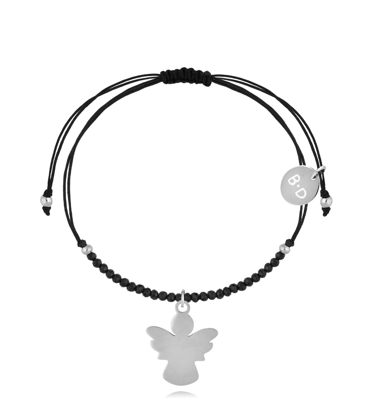 Bransoletka z turmalinami i srebrnym aniołkiem Successo BMT0109 - By Dziubeka