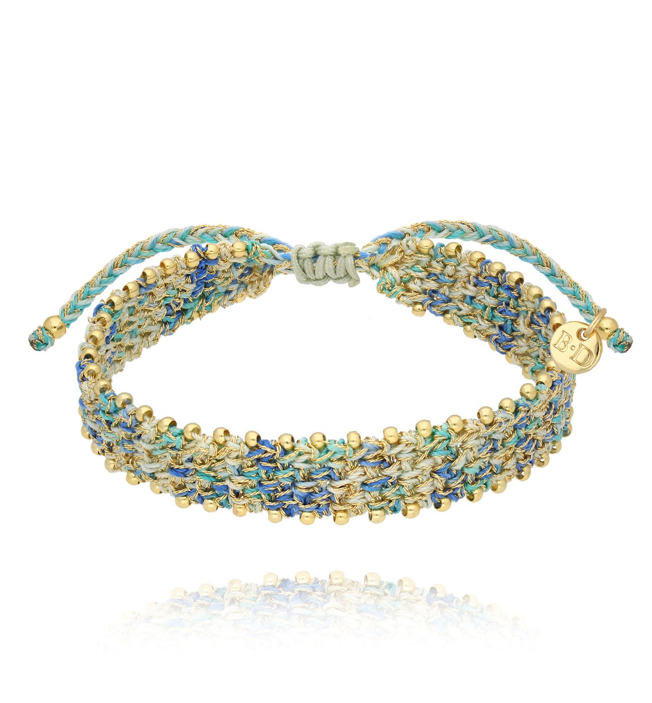 Bransoletka pleciona ze sznurkiem turkusowa BSC2079