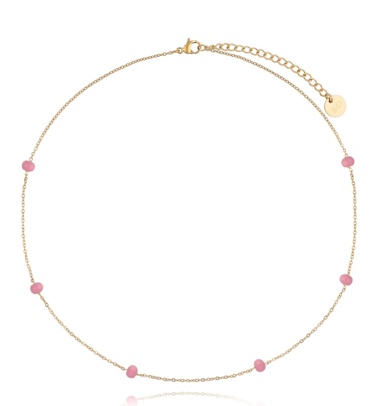 Naszyjnik z kuleczkami z różową emalią Chillin NSA0627