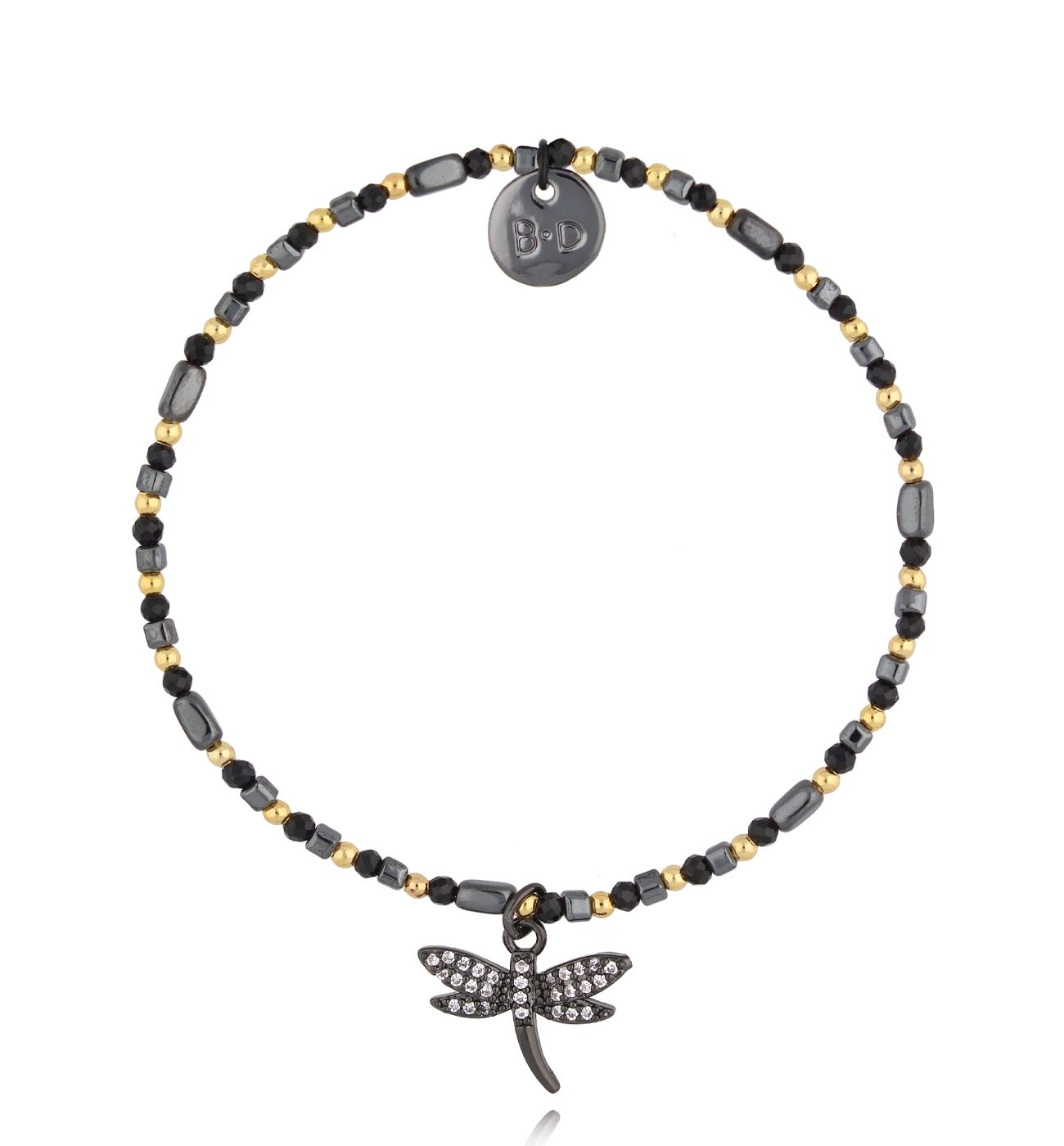 Bransoletka z hematytami i ważką - By Dziubeka