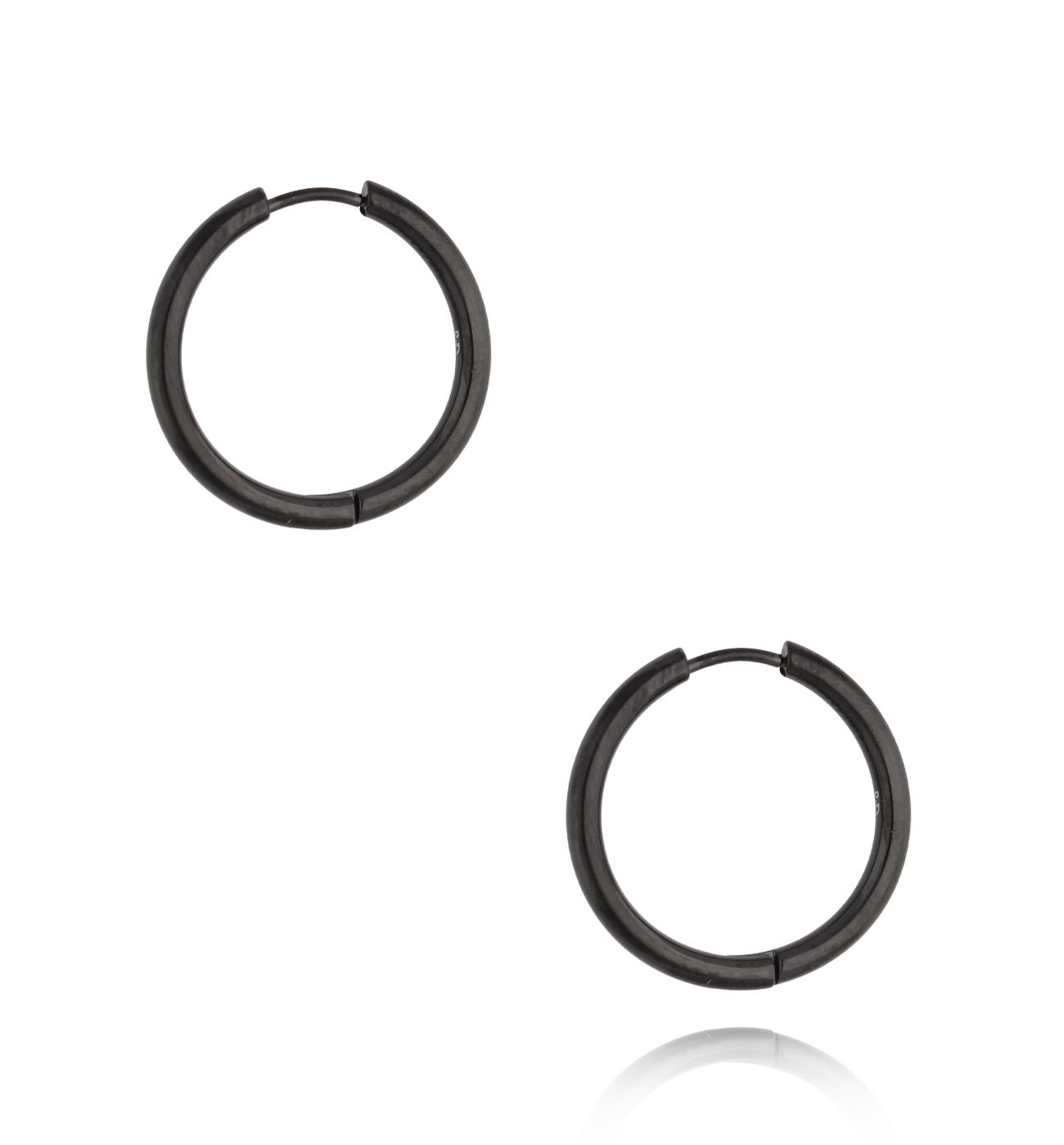 Kolczyki czarne kółka duże 2,50 cm Basic KSA1014