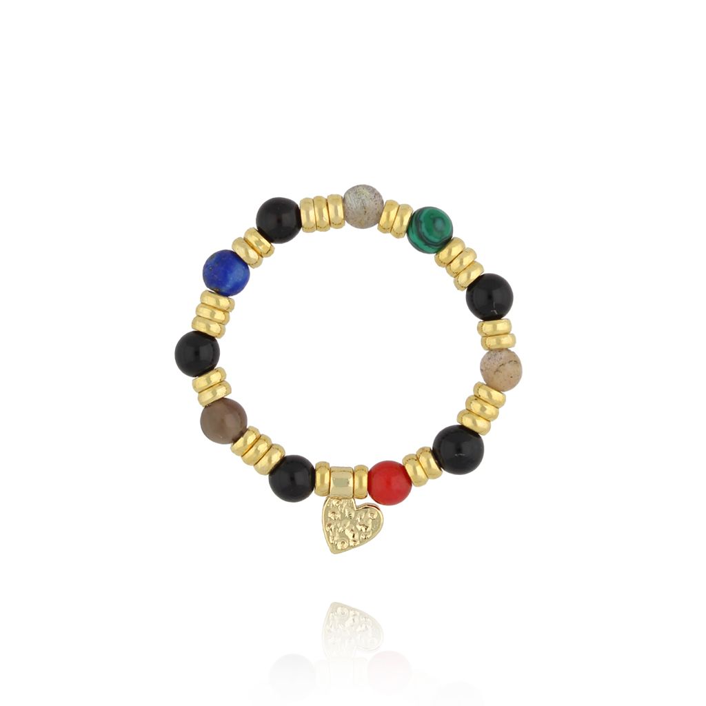 Pierścionek elastyczny kolorowy z kamieniami PSC0747 - By Dziubeka