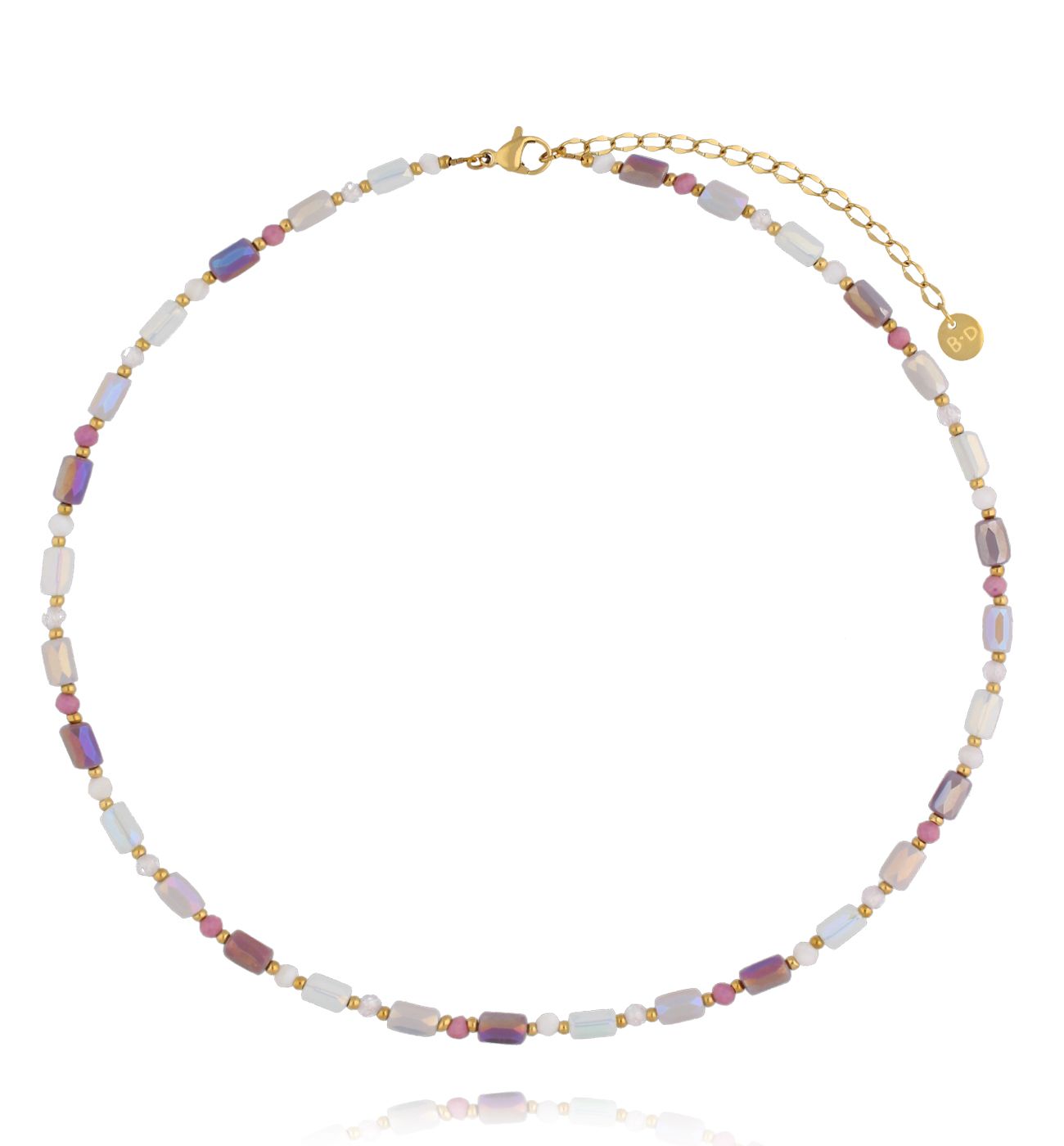 Naszyjnik w odcieniach opalu, różu i lila NTW1553