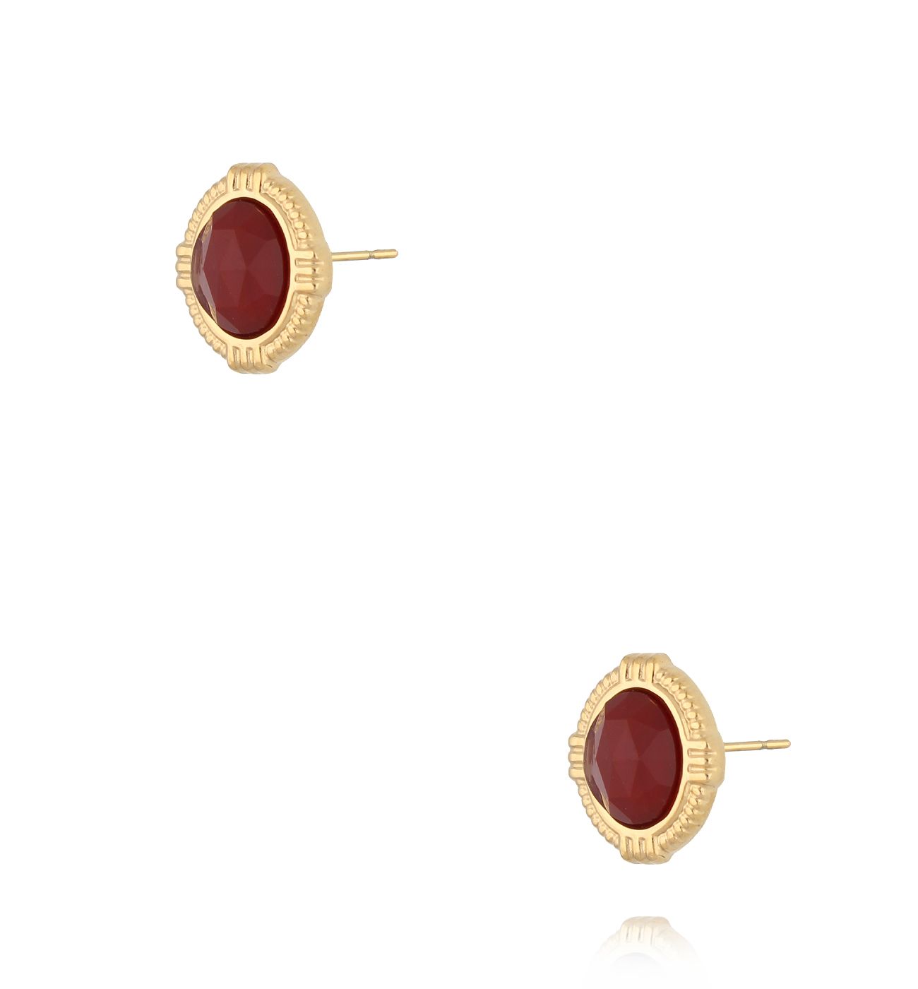 Kolczyki z czerwonym agatem złote KSY0293 - By Dziubeka
