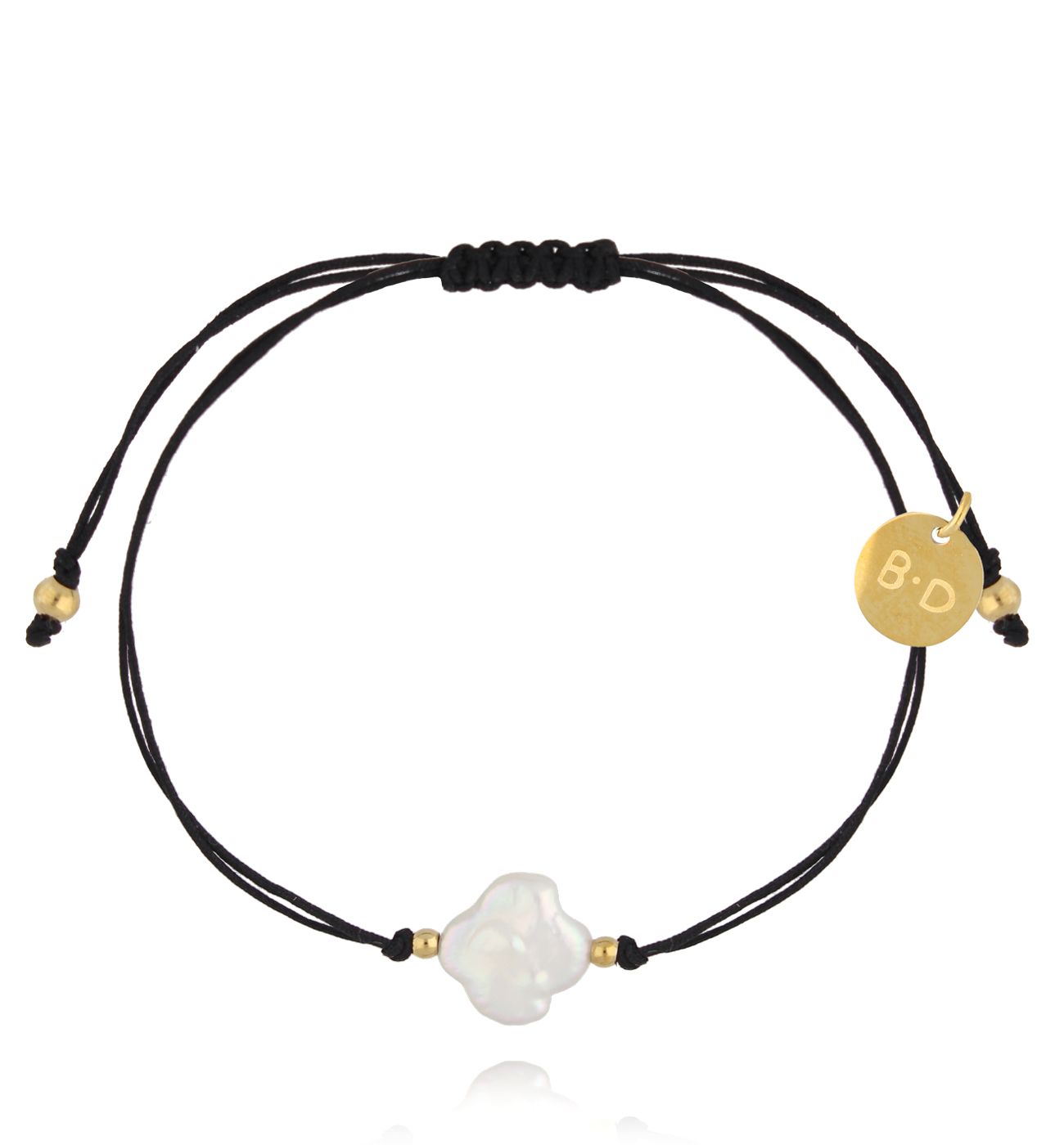 Bransoletka z czarnym sznurkiem i koniczynką BGL1014 - By Dziubeka