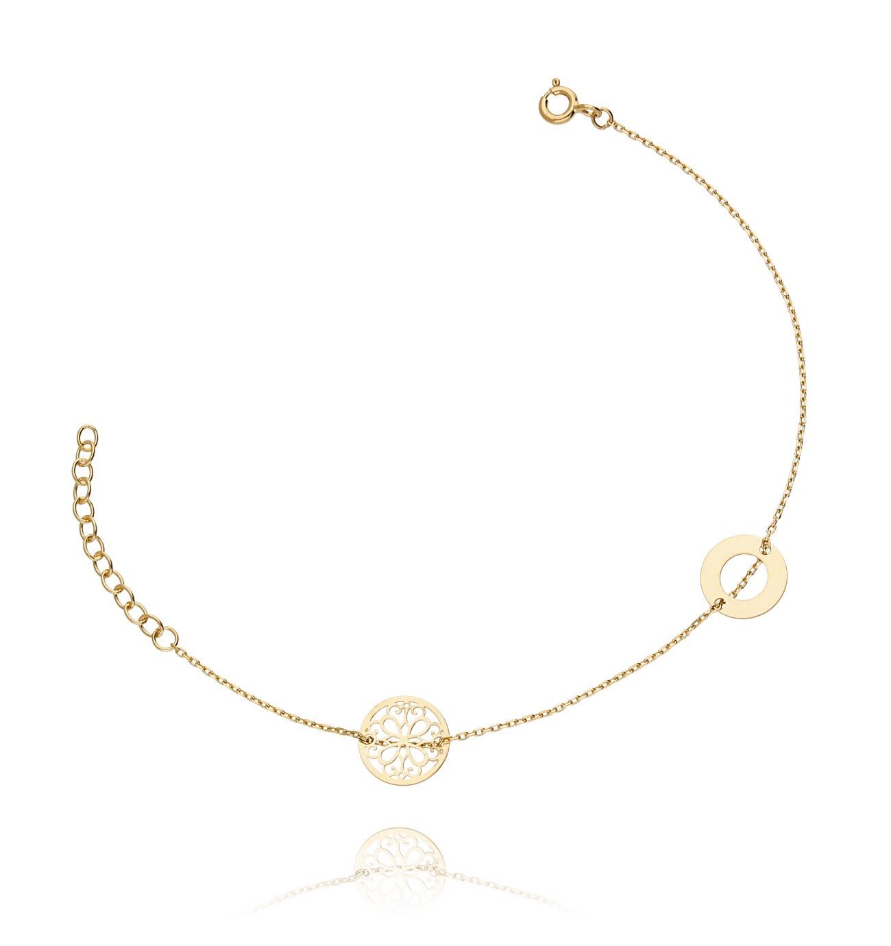 Bransoletka srebrna z kółeczkami pozłacana - By Dziubeka