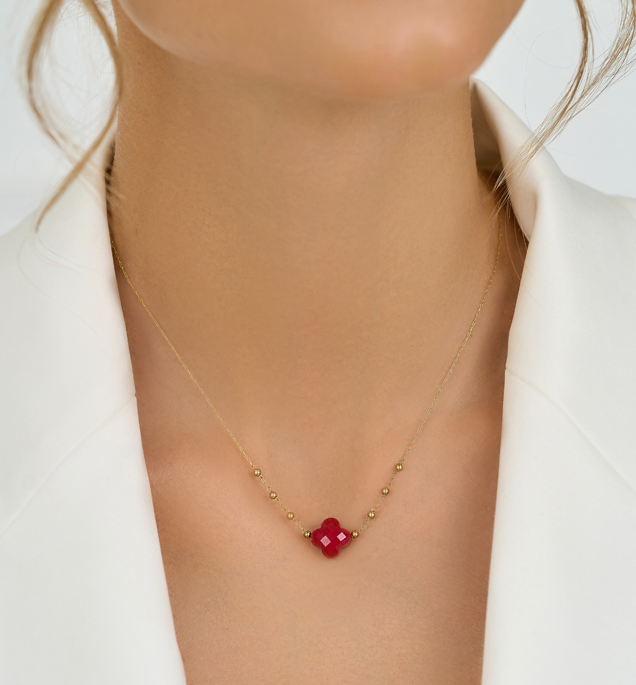 Naszyjnik z koniczynką z jadeitu Creation - By Dziubeka