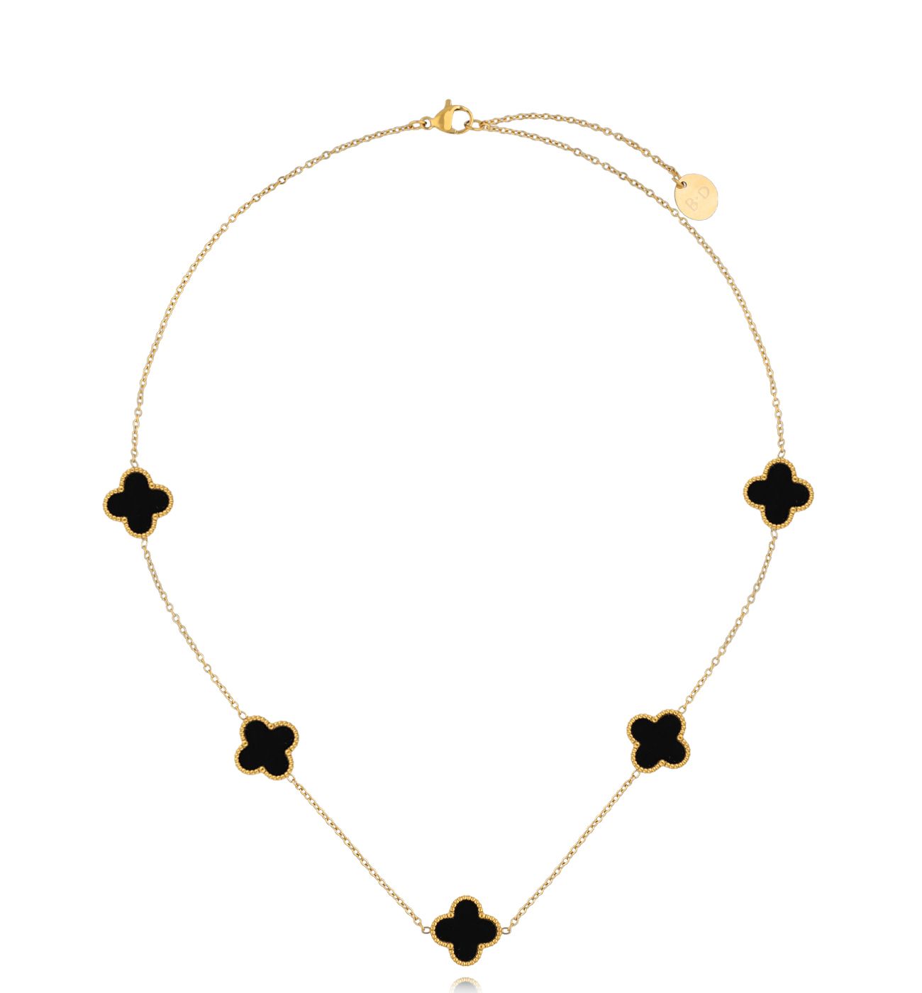 Naszyjnik z czarnymi koniczynkami Clovers NSY0307 - By Dziubeka