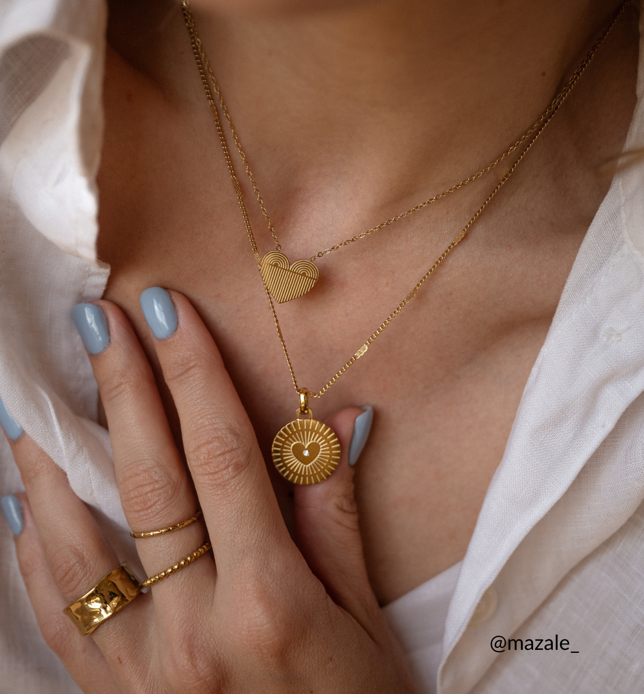 Naszyjnik złoty z sercem Boho Heart - By Dziubeka