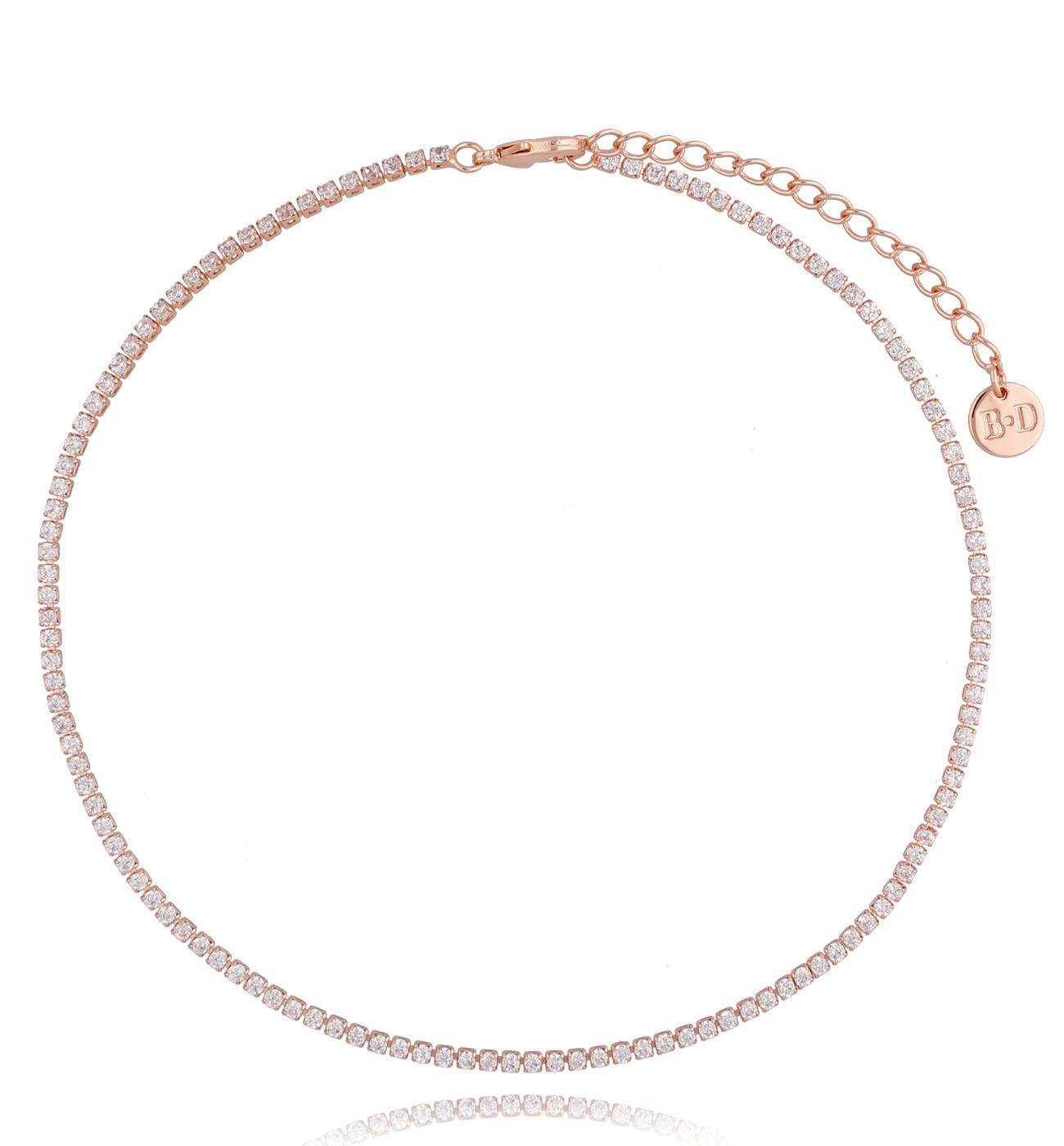 Naszyjnik różowe złoto z transparentnymi cyrkoniami Este NS0052