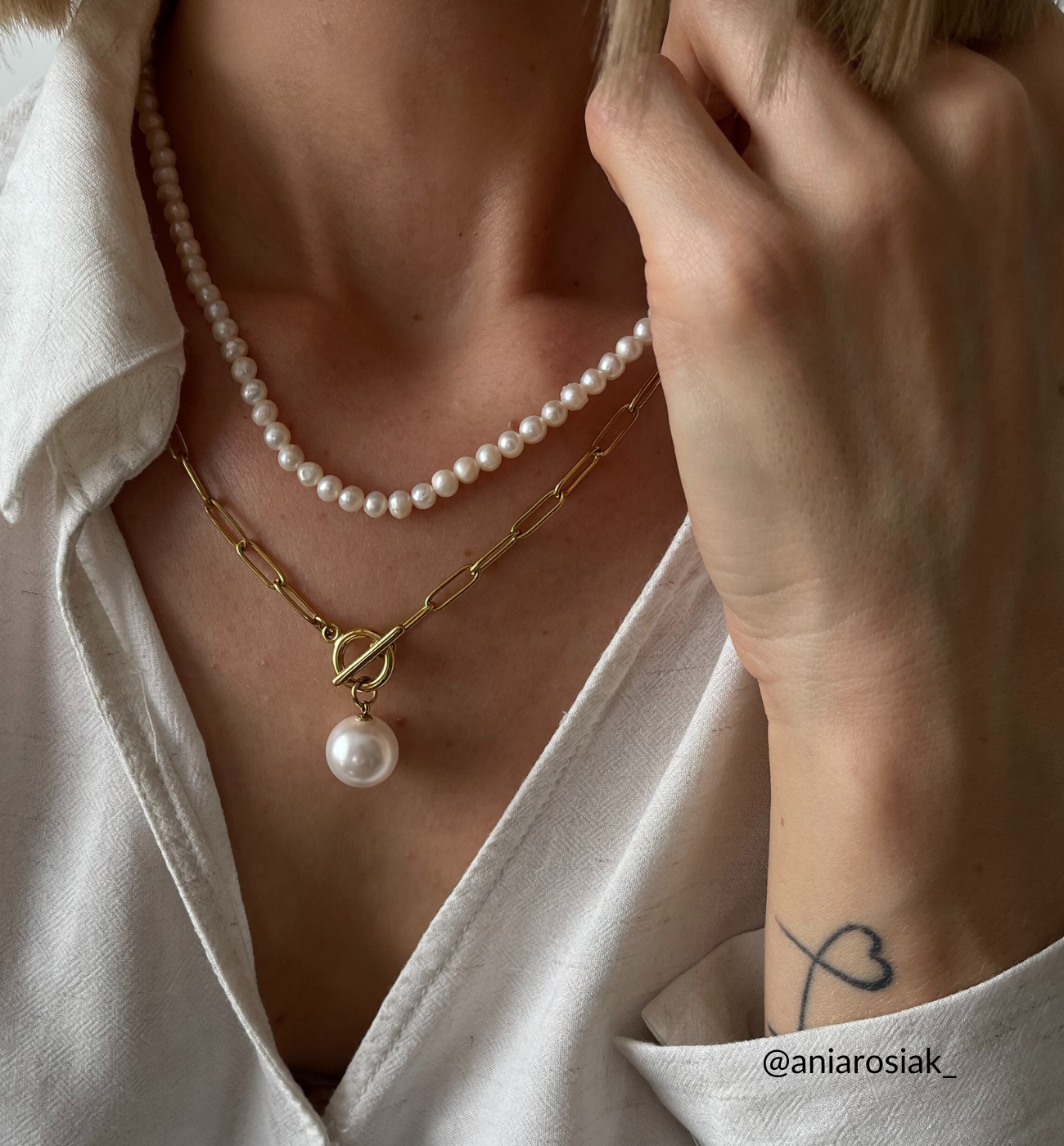 Naszyjnik złoty z perłą Nathália - By Dziubeka
