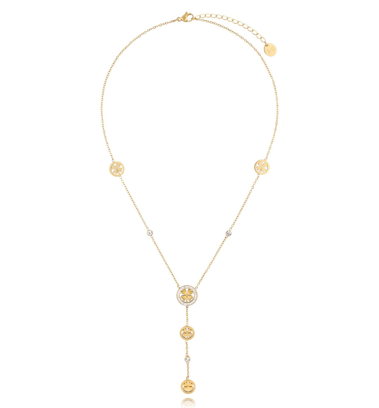 Naszyjnik złoty z koniczynkami Branda NSY0175 - By Dziubeka