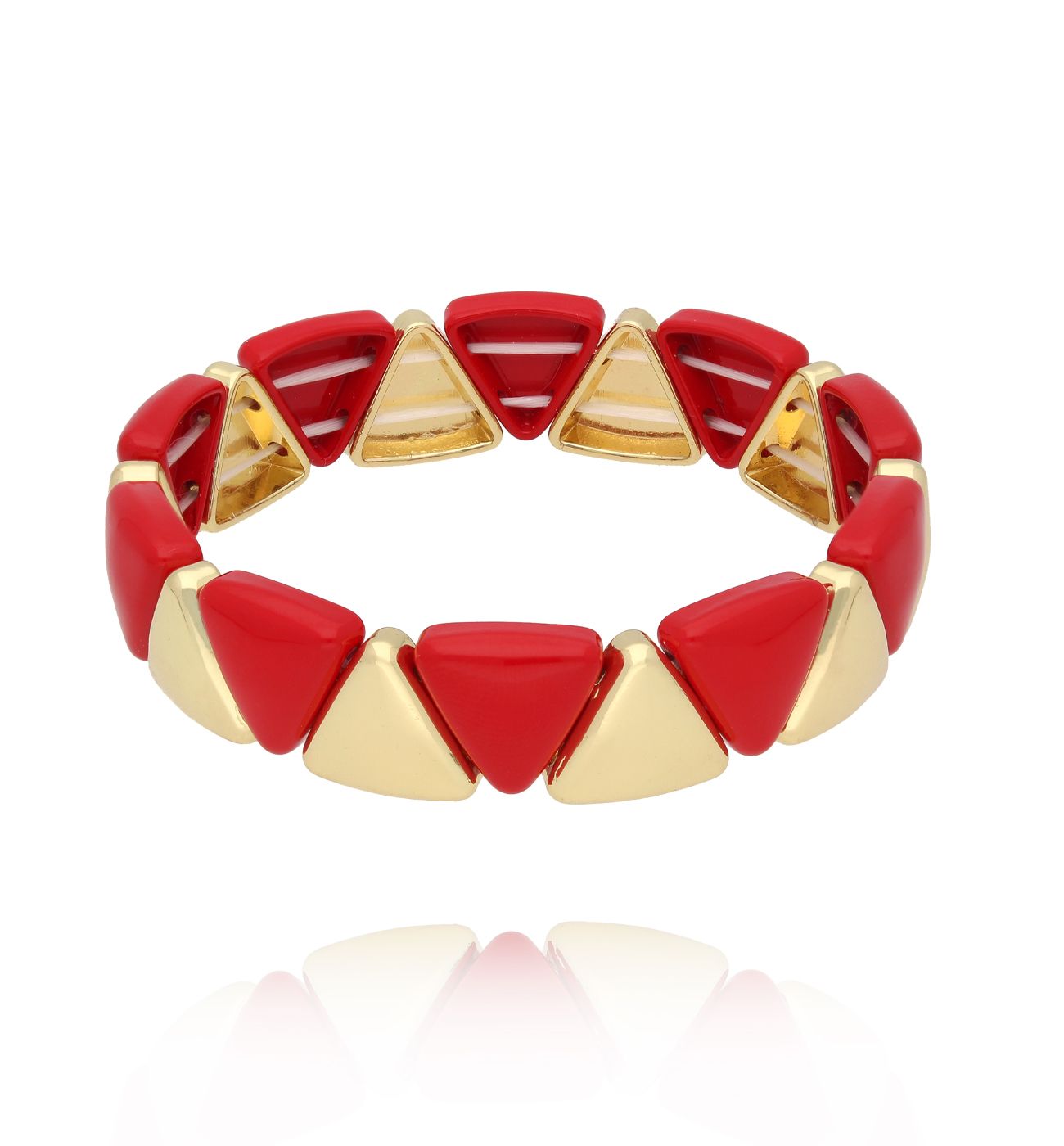 Bransoletka czerwono-złota z trójkątnych ogniw BCR0036 - By Dziubeka