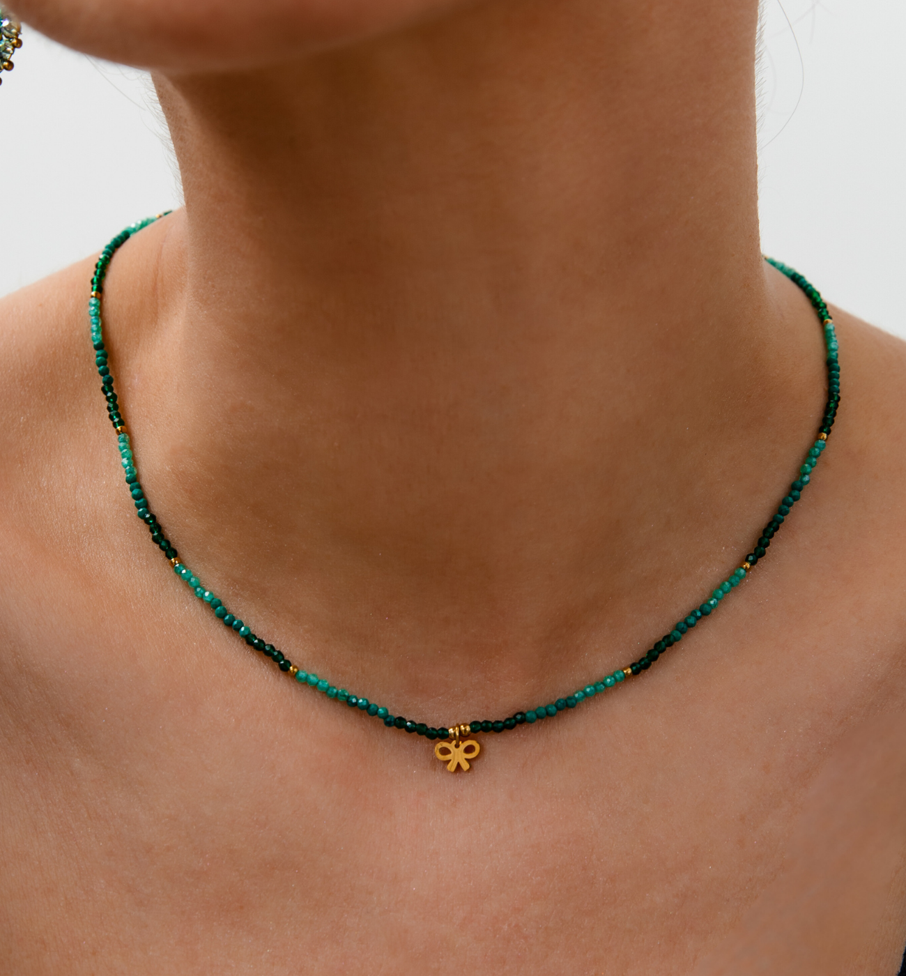 Naszyjnik z cyrkoniami i kokardką - By Dziubeka