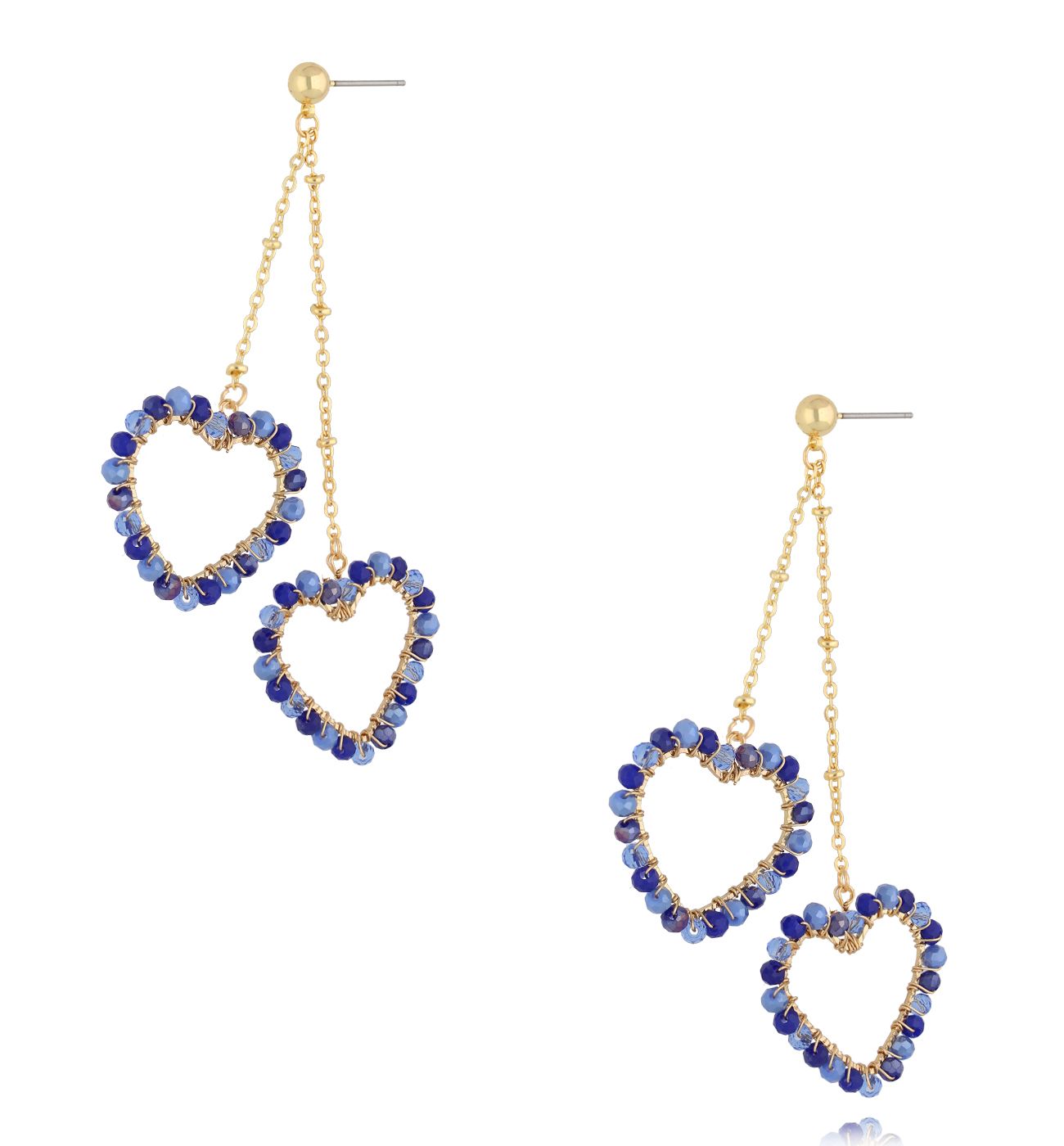 Kolczyki serca z granatowymi kryształkami KWE0242