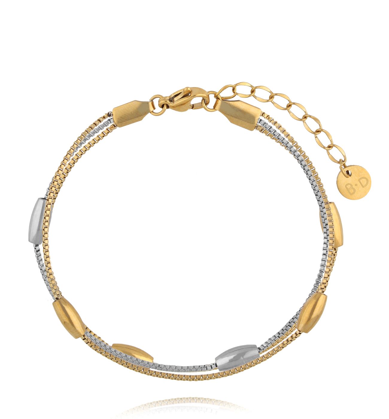 Bransoletka z delikatnym splotem srebrno złota BSY0514