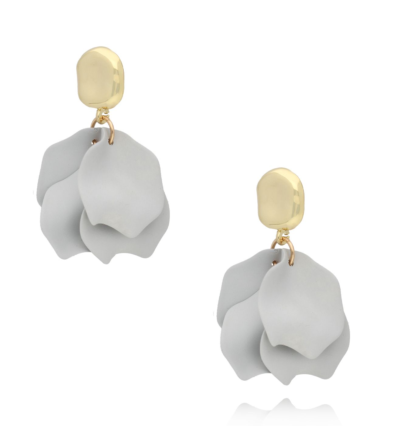 Kolczyki szare z płatkami Berenika KFF0107 - By Dziubeka