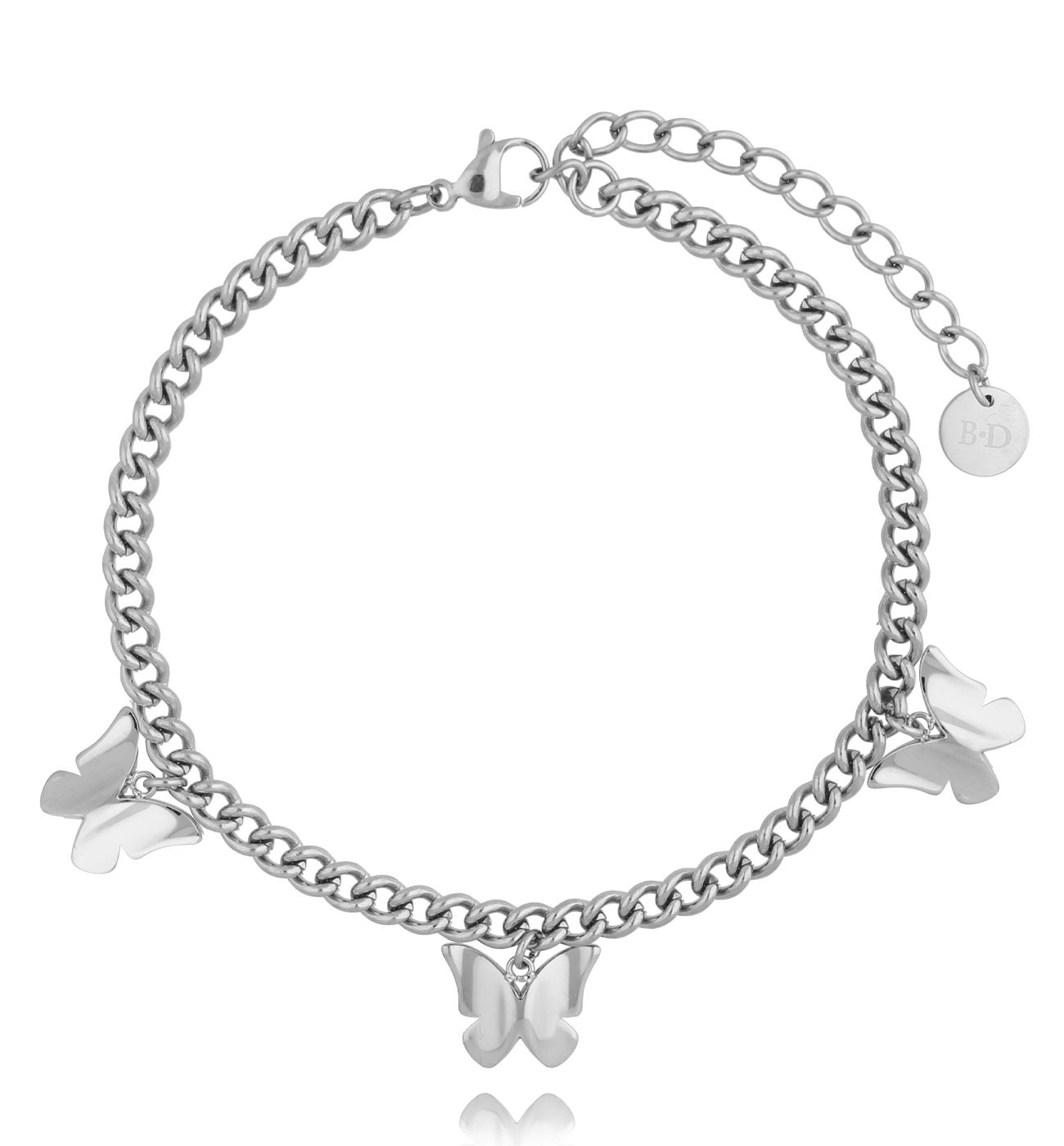 Bransoletka srebrna na nogę ze stali szlachetnej B - By Dziubeka