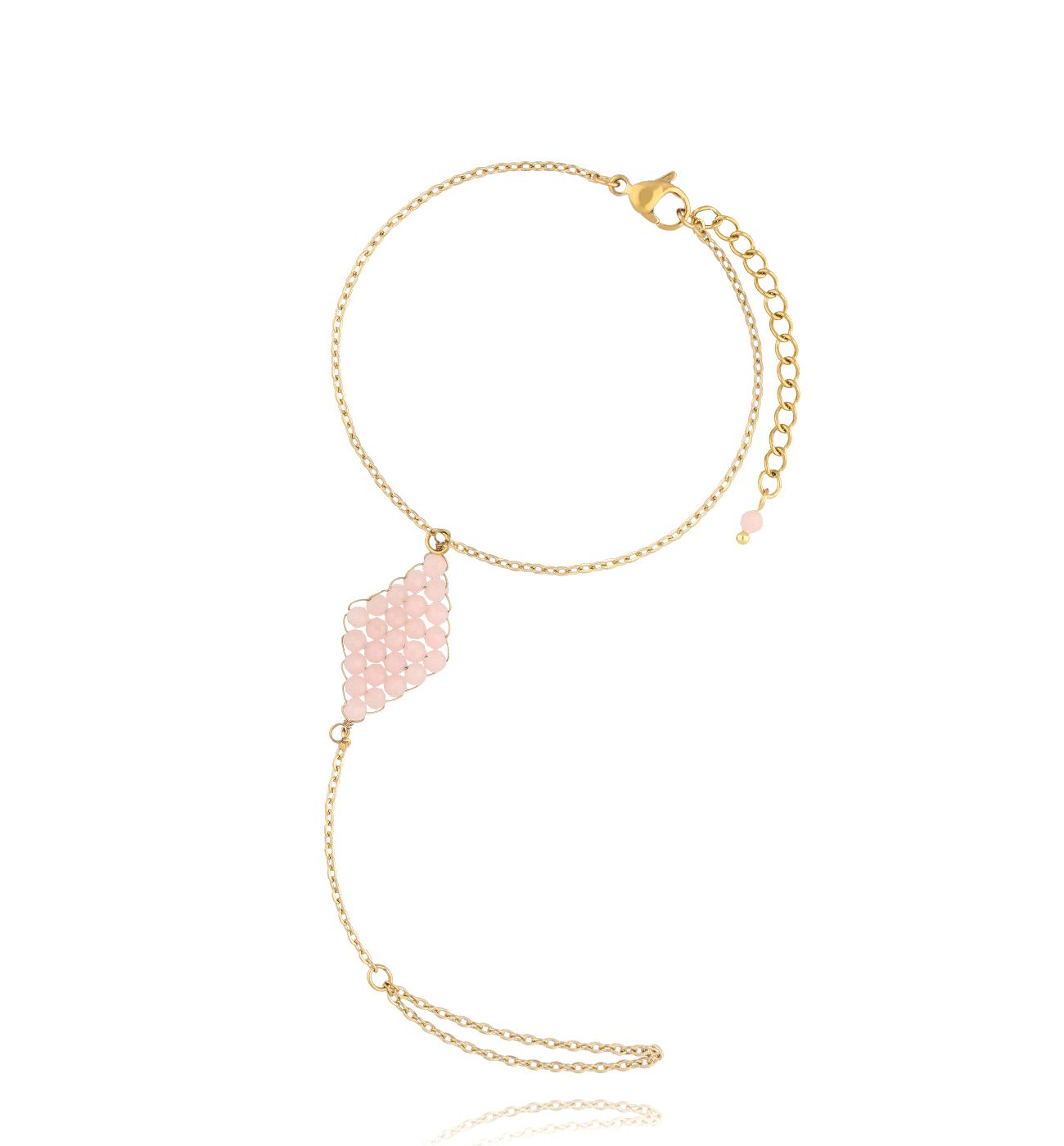 Bransoletka z pierścionkiem z różowymi opalami BSY0144