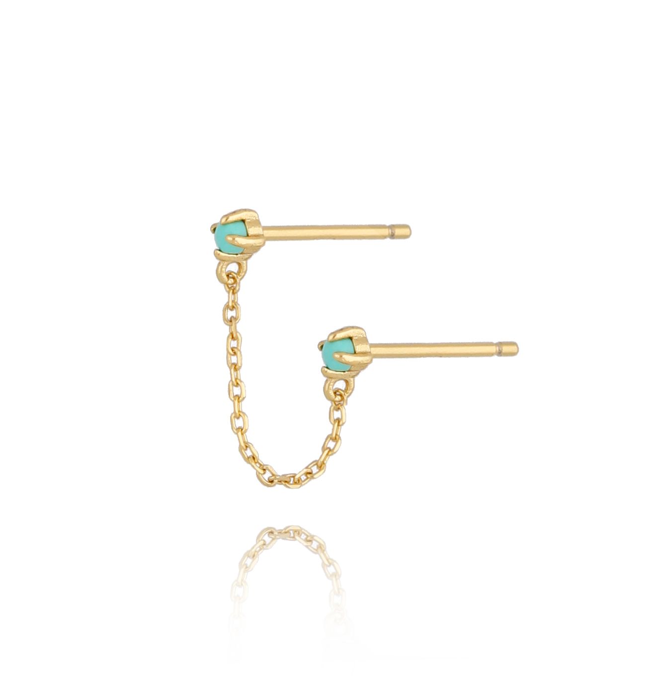 Kolczyk podwójny z turkusem Double Blue KFA0059