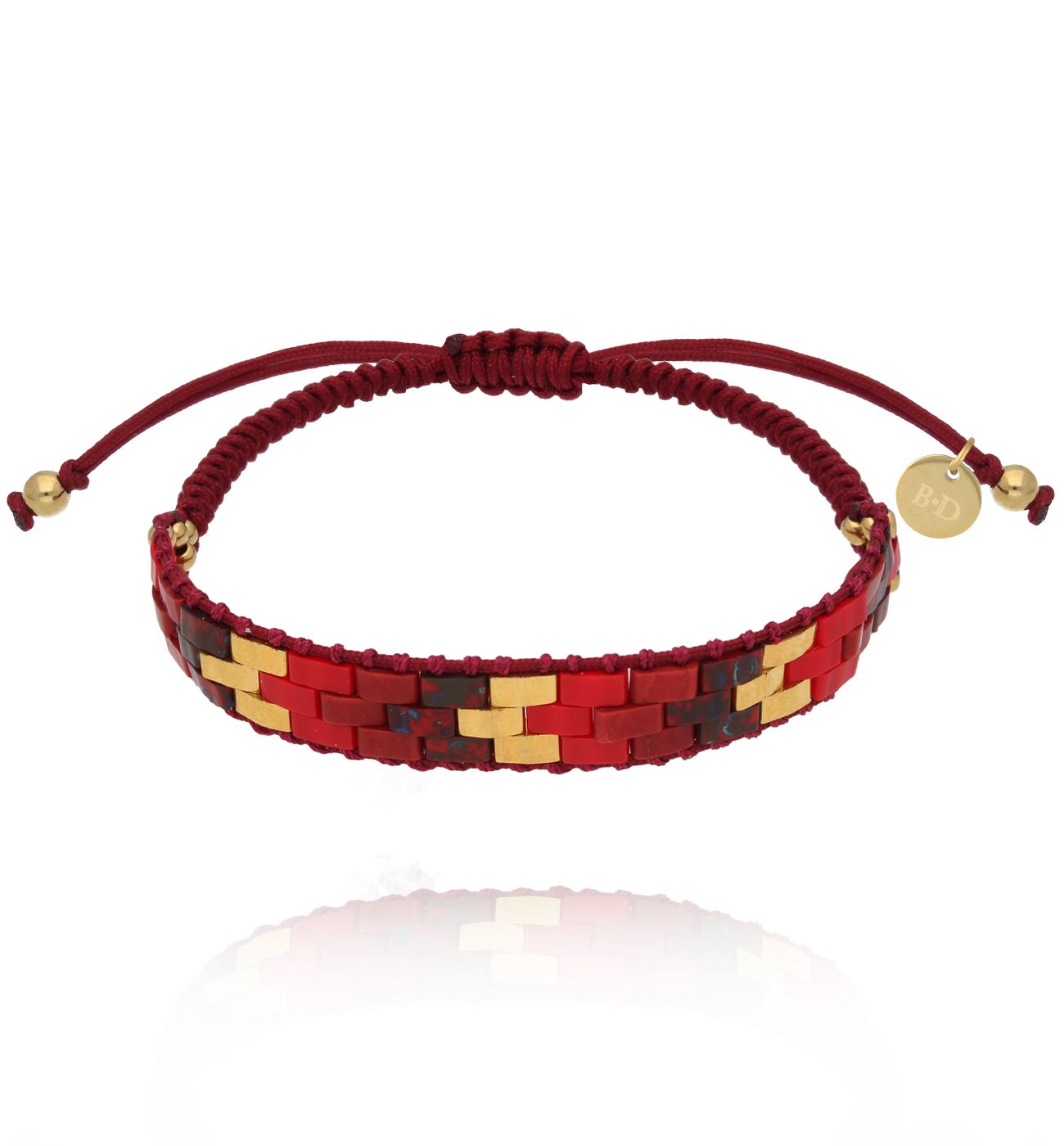 Bransoletka bordowo złota - By Dziubeka