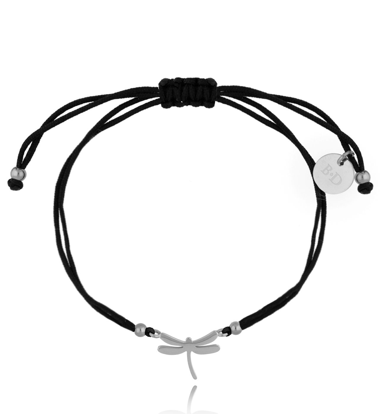 Bransoletka czarno-srebrna z ważką Surprising BGL0575